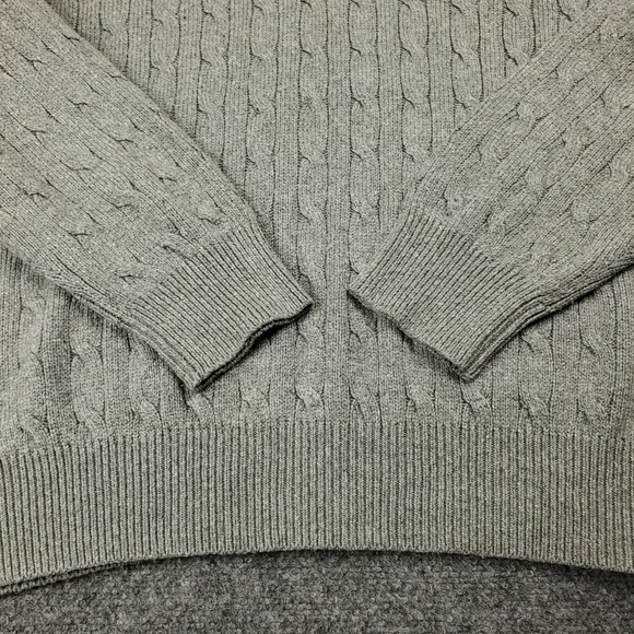 Polo Ralph Lauren Cable Knit Sweater Quarter Zip Mens 2XL 100% Tussah Silk Gray